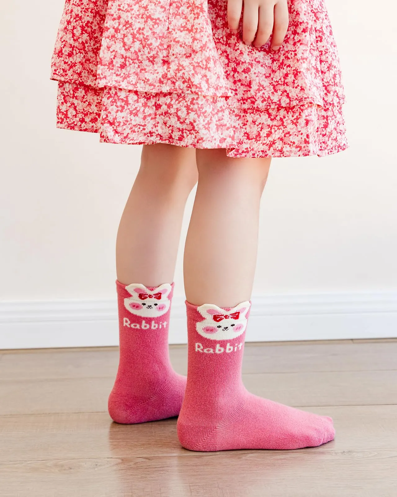 Kyopp 5 Paia Calzini per Bambini e Ragazze e Ragazzi Divertenti Calzini Animali in Cotone Unisex per Crew Socks 21-37 - immagine 2