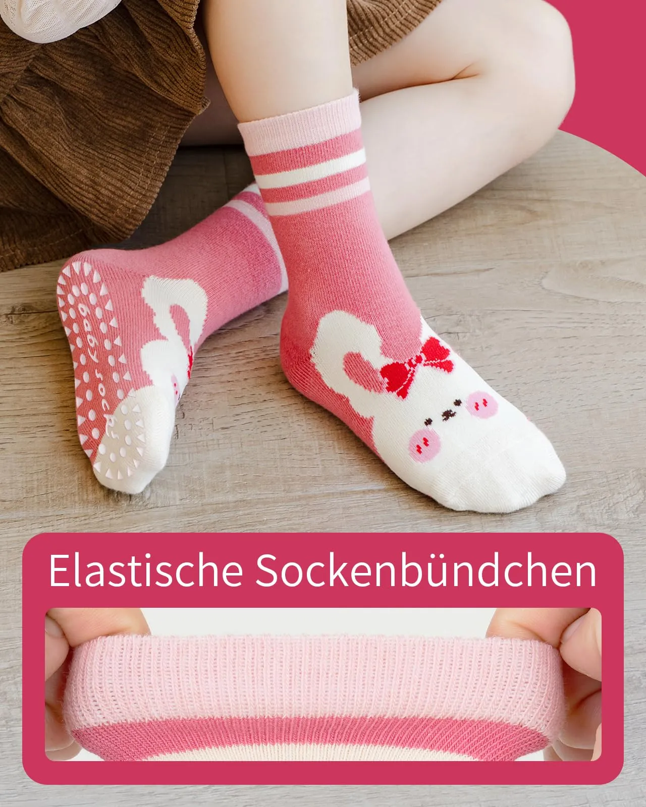 Kyopp 5 Paia Calzini per Bambini e Ragazze e Ragazzi Divertenti Calzini Animali in Cotone Unisex per Crew Socks 21-37 - immagine 4