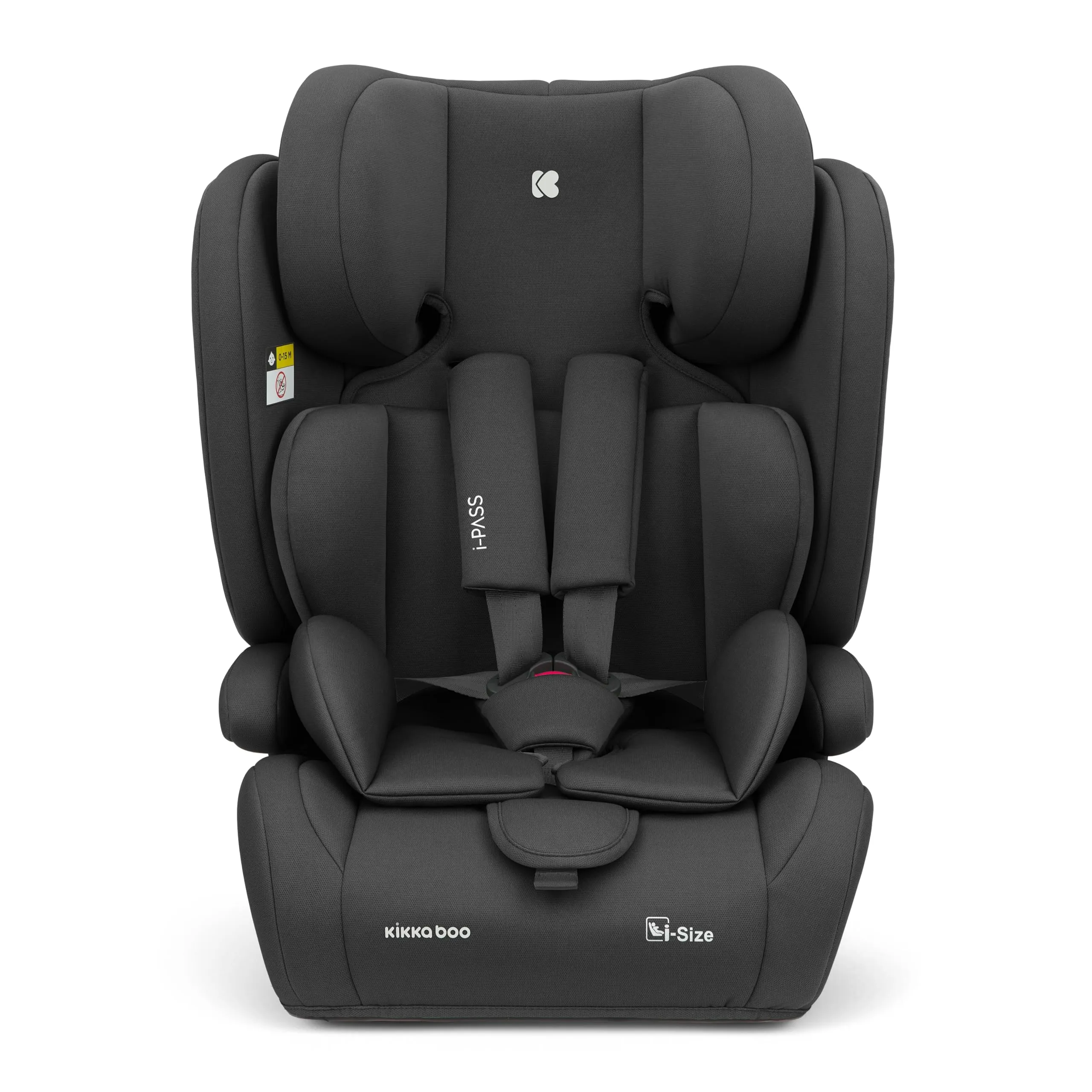 KikkaBoo Seggiolino Auto 9-36 kg i-PASS, Gruppo 1/2/3, Da 15 Mesi a 12 Anni, i-Size 76-150 cm, Poggiatesta Regolabile 13 Posizioni, Nero - immagine 4