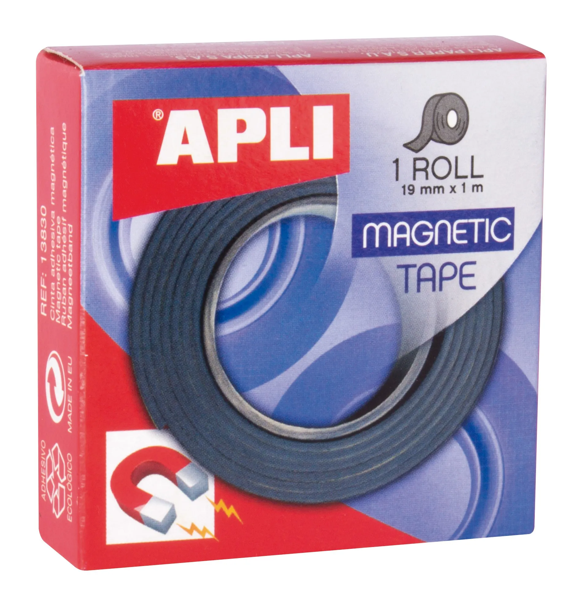 Nastro adesivo magnetico Apli 19mm x 1m - Facile da tagliare e incollare - Ideale per artigianato e organizzazione - Nero - immagine 1