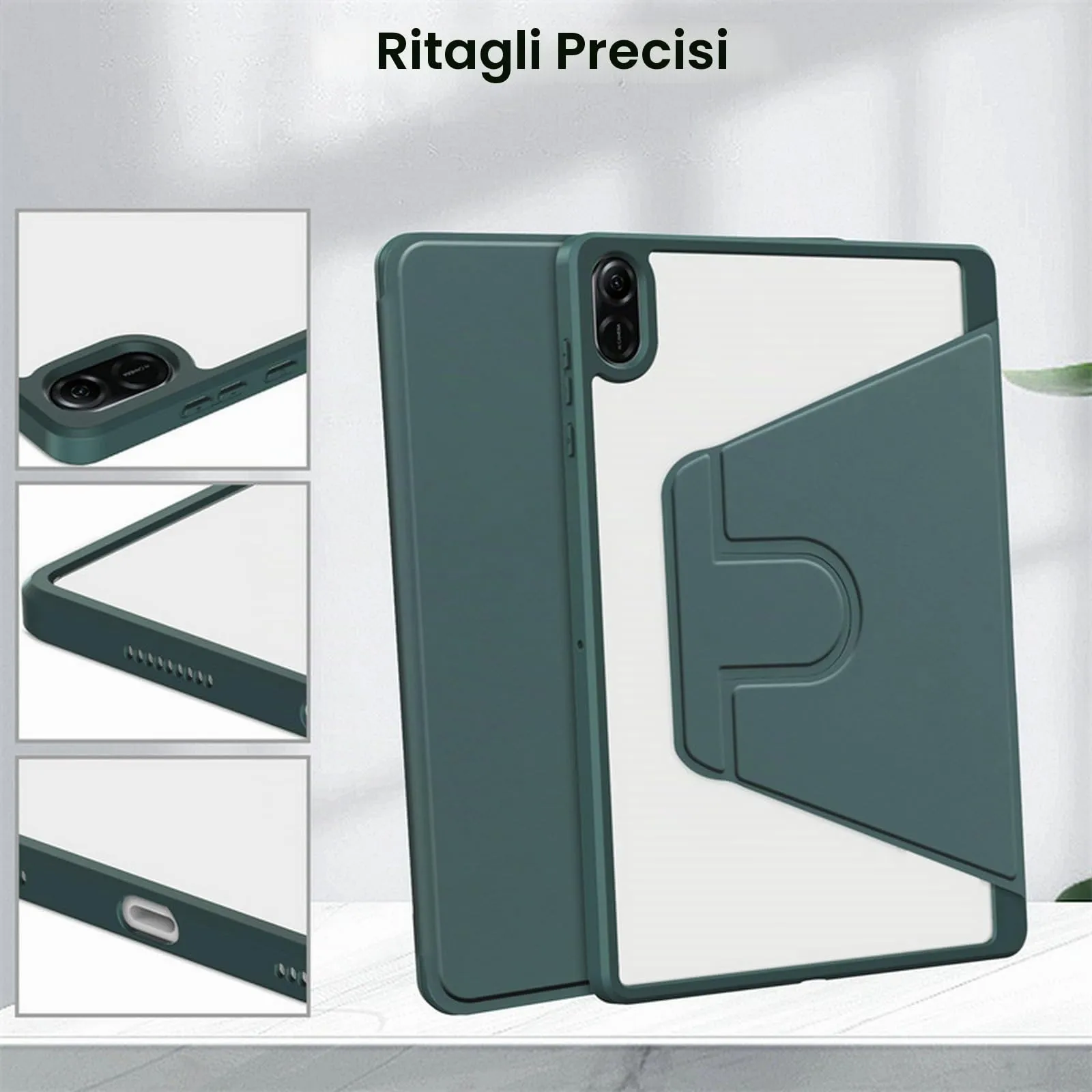 idudao Case Cover per 11" Honor Pad X8a X8b, 360 Multi angolo Rotazione Custodia Copertura protettiva per 11 Pollici X8a(2024) X8b(2026) Tablet, verde scuro - immagine 3
