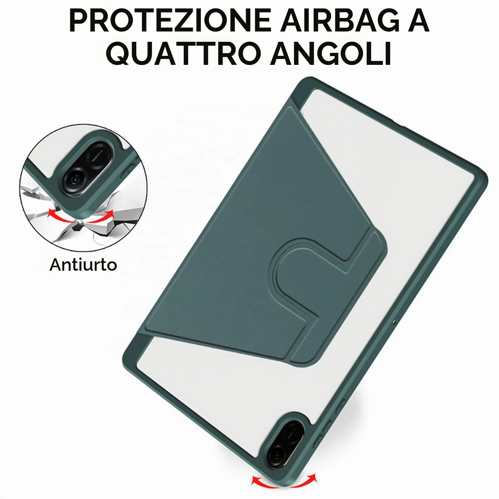 idudao Case Cover per 11" Honor Pad X8a X8b, 360 Multi angolo Rotazione Custodia Copertura protettiva per 11 Pollici X8a(2024) X8b(2026) Tablet, verde scuro - immagine 4