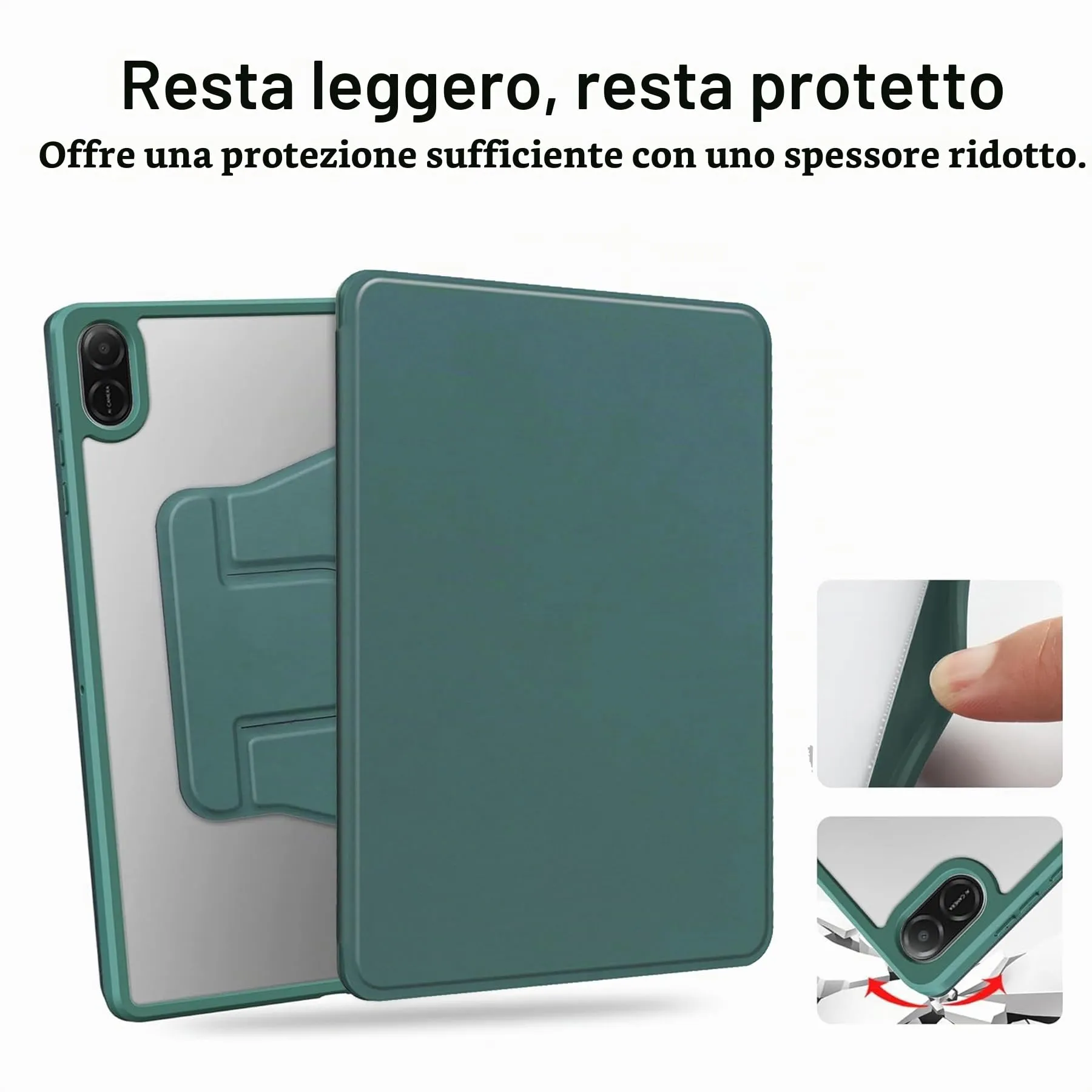 idudao Case Cover per 11" Honor Pad X8a X8b, 360 Multi angolo Rotazione Custodia Copertura protettiva per 11 Pollici X8a(2024) X8b(2026) Tablet, verde scuro - immagine 7