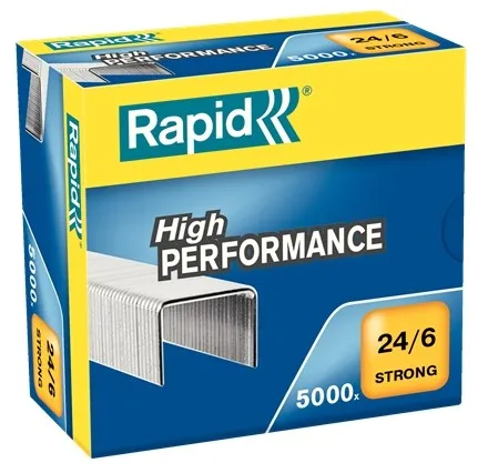 Scatola Rapid Strong da 5000 punti metallici 24/6 - Fino a 30 fogli - Filo rinforzato zincato - Perno da 6 mm - immagine 1