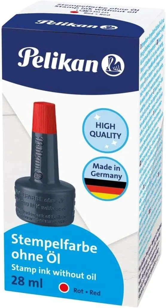 Flacone di inchiostro Pelikan per timbri 28 ml - Senza olio - Asciugatura rapida - Resistente all'acqua - Rosso intenso - immagine 1