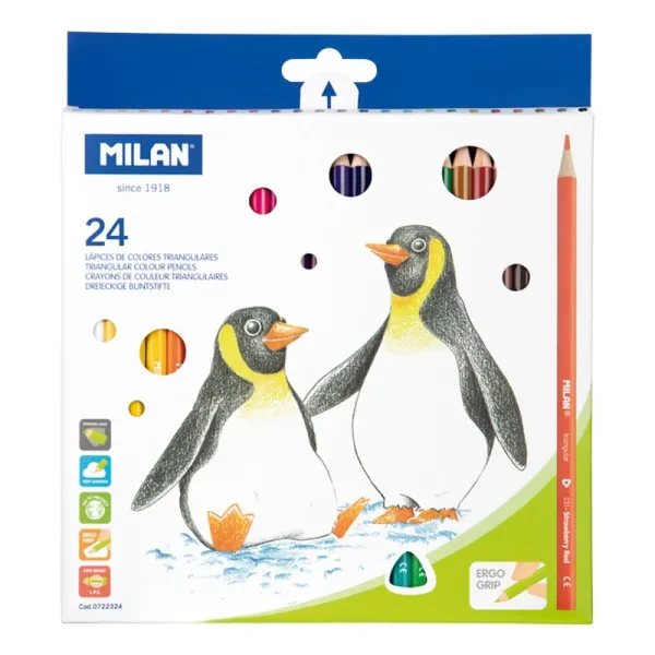 Confezione Milan da 24 matite colorate - Triangolari - Colori assortiti - immagine 1