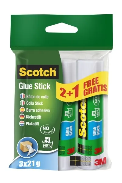 Scotch Confezione da 3 stick adesivi solidi - 21 g per unità - Promozione 2 + 1 gratuita - Colore trasparente - immagine 1