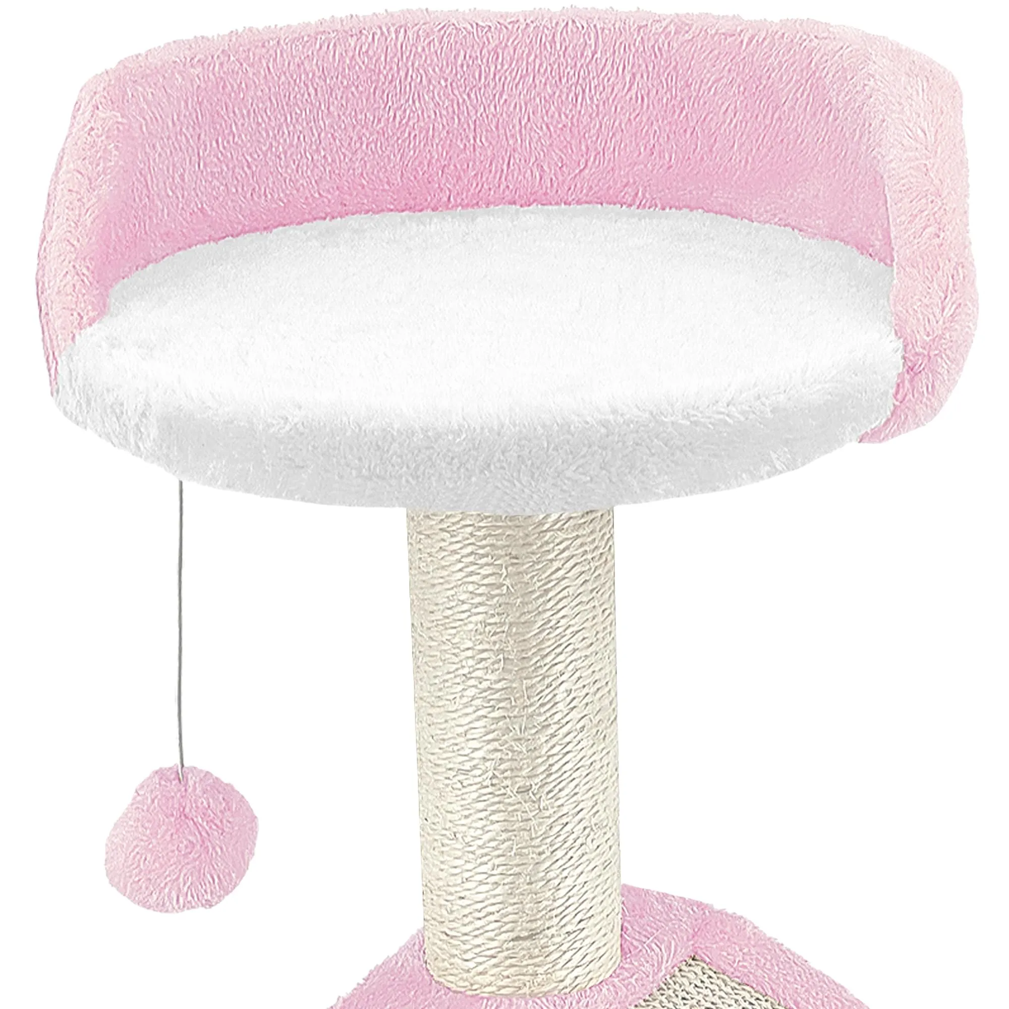 Beltom® TIRAGRAFFI PER GATTI ALTO 54 CM. GRAFFIATOIO PARCO GIOCHI GIOCO DA GATTO CON CORDA SISAL E CUCCIA ALBERO GRAFFIO PALESTRA. - Rosa-Bianco - immagine 7