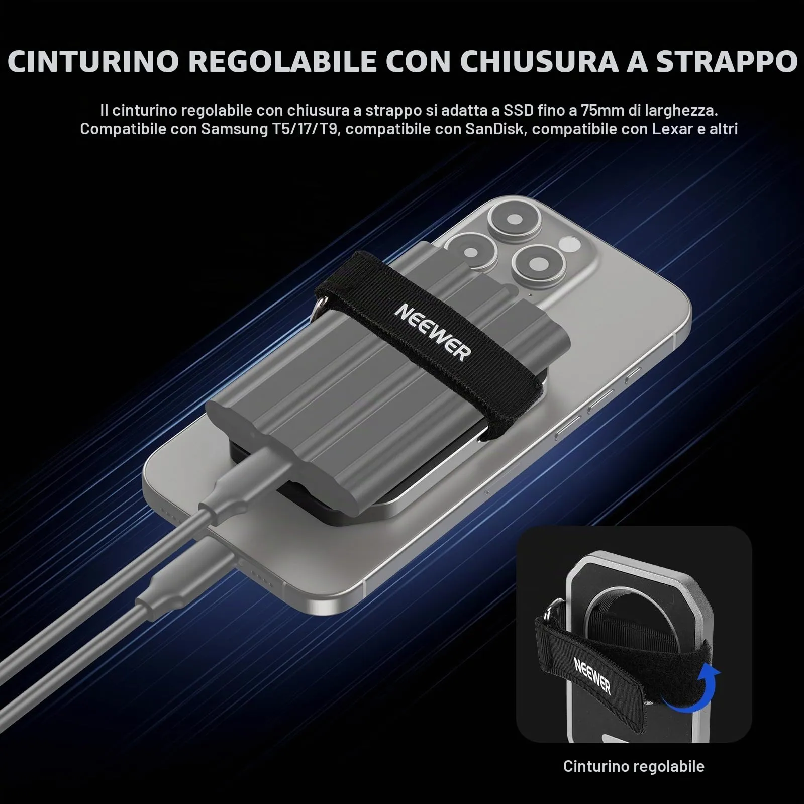NEEWER Supporto SSD Magnetico con Chiusura a Strappo Migliorata, PA040 - immagine 4