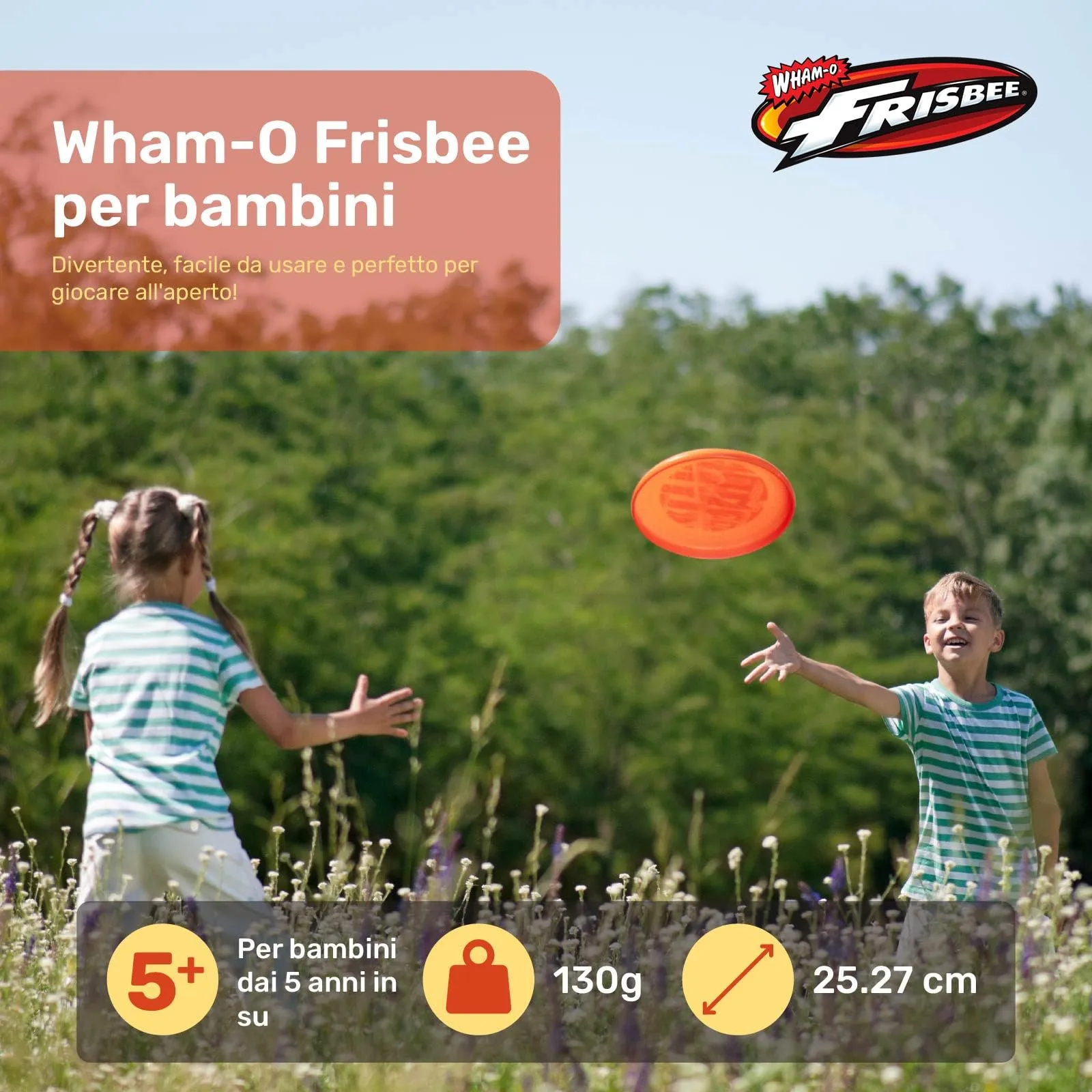 Wham-O Frisbee Disco Volante, 25.27 cm Giocattolo Leggero per Bambini Adolescenti Ragazzi e Ragazze dai 5+ Anni, Gioco per Spiaggia Parco e Giardino - 130g (53255-V1) - immagine 2