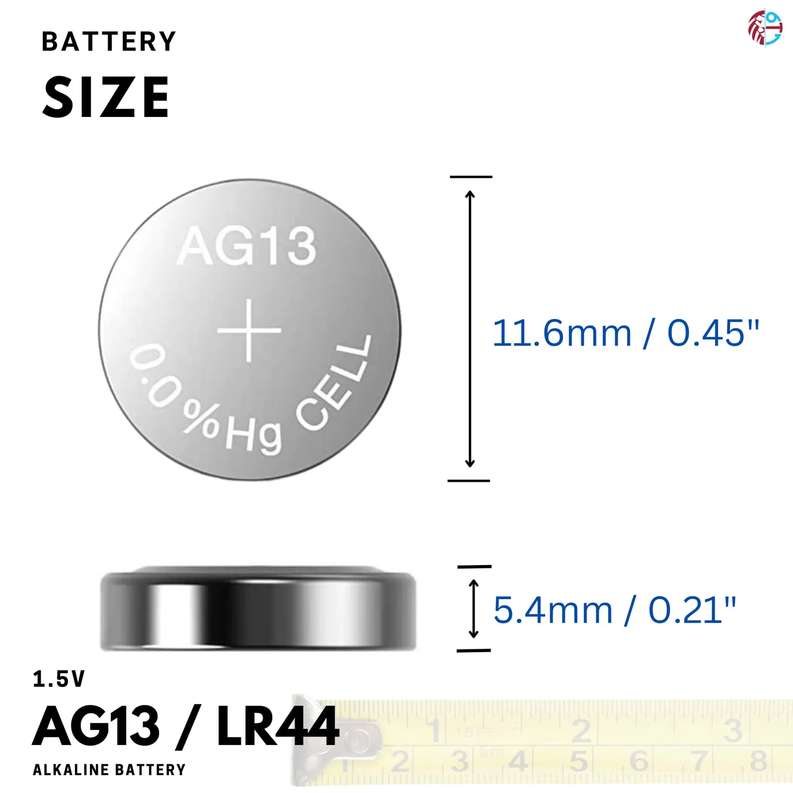 50 batterie alcaline a bottone AG13 LR44 da 1,5 V PoundMax - immagine 5