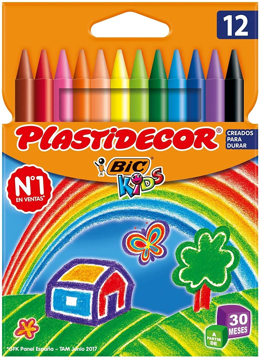 Bic Kids Plastidecor Scatola da 12 Matite Cera - Extra Forte - Facile da Temperare - Non Macchia - immagine 1
