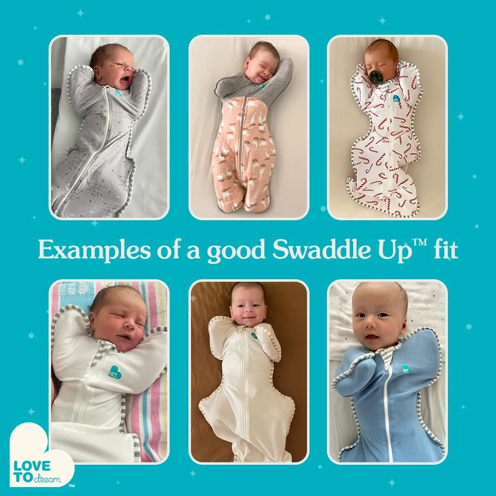 Love To Dream Swaddle UP, Neonato 2,2-3,8 kg - Bianco Dreamer | Vestibilità aderente, favorisce un sonno sano | 2,5 Tog per autunno e inverno (16–20°C) | Cotone e doppia cerniera - immagine 6