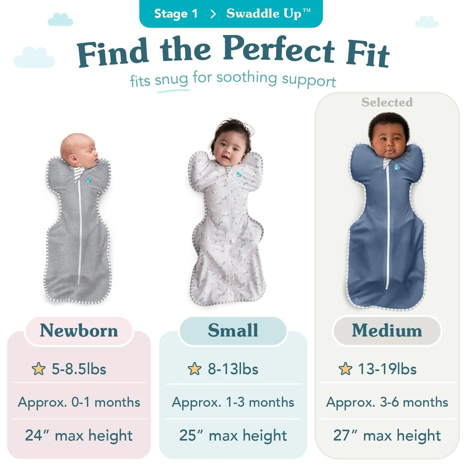 Love To Dream Swaddle UP, taglia media 6–8,5 kg - You Are My White | Vestibilità aderente, favorisce un sonno sano | 0,2 Tog per primavera ed estate (24–27°C) | Cotone e doppia cerniera - immagine 3