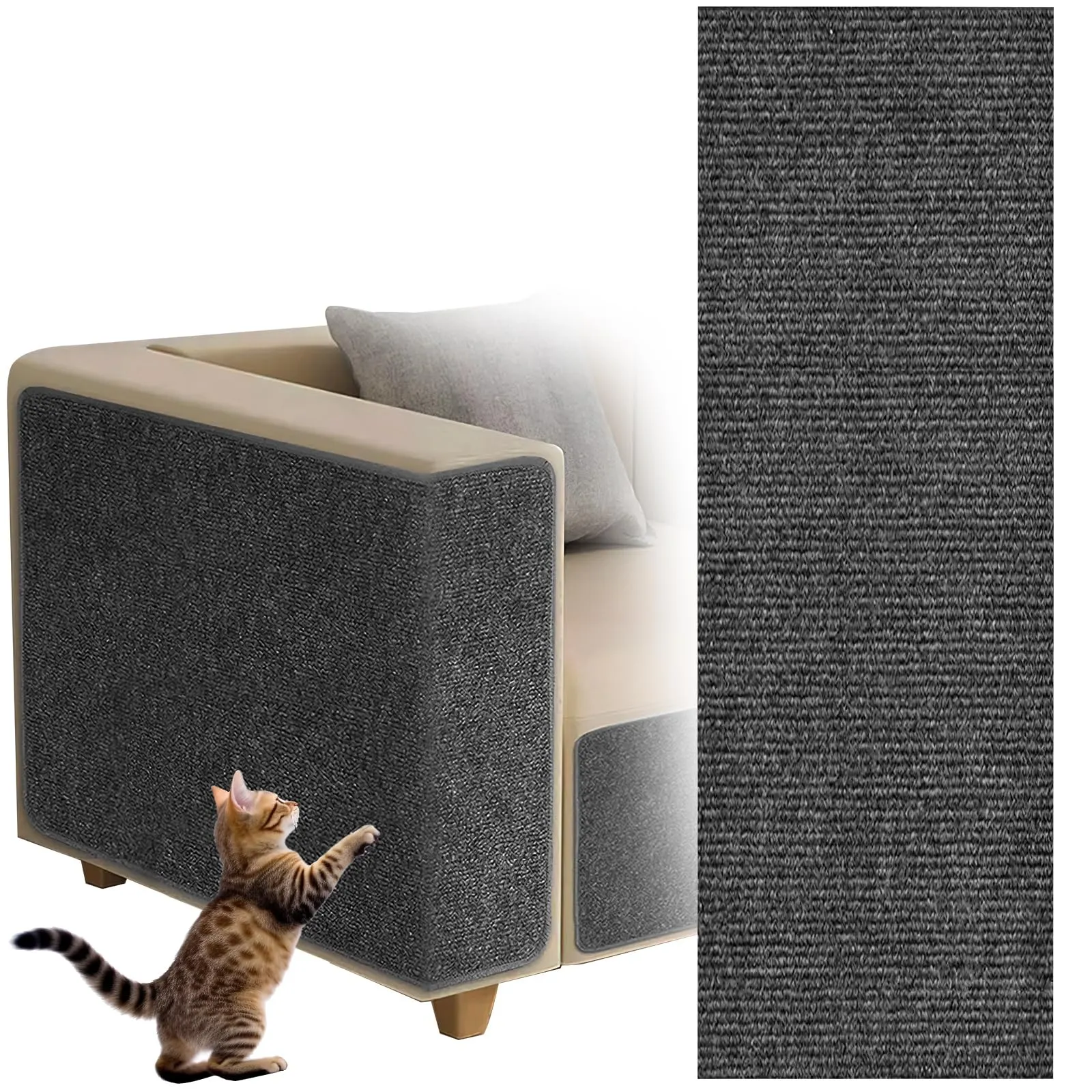 Dellyy Tappetino Antigraffio Autoadesivo per Gatti, Ritagliabile DIY Tiragraffi, Protegge Tappeti e Divani (Grigio Scuro, 40×200cm) - immagine 1