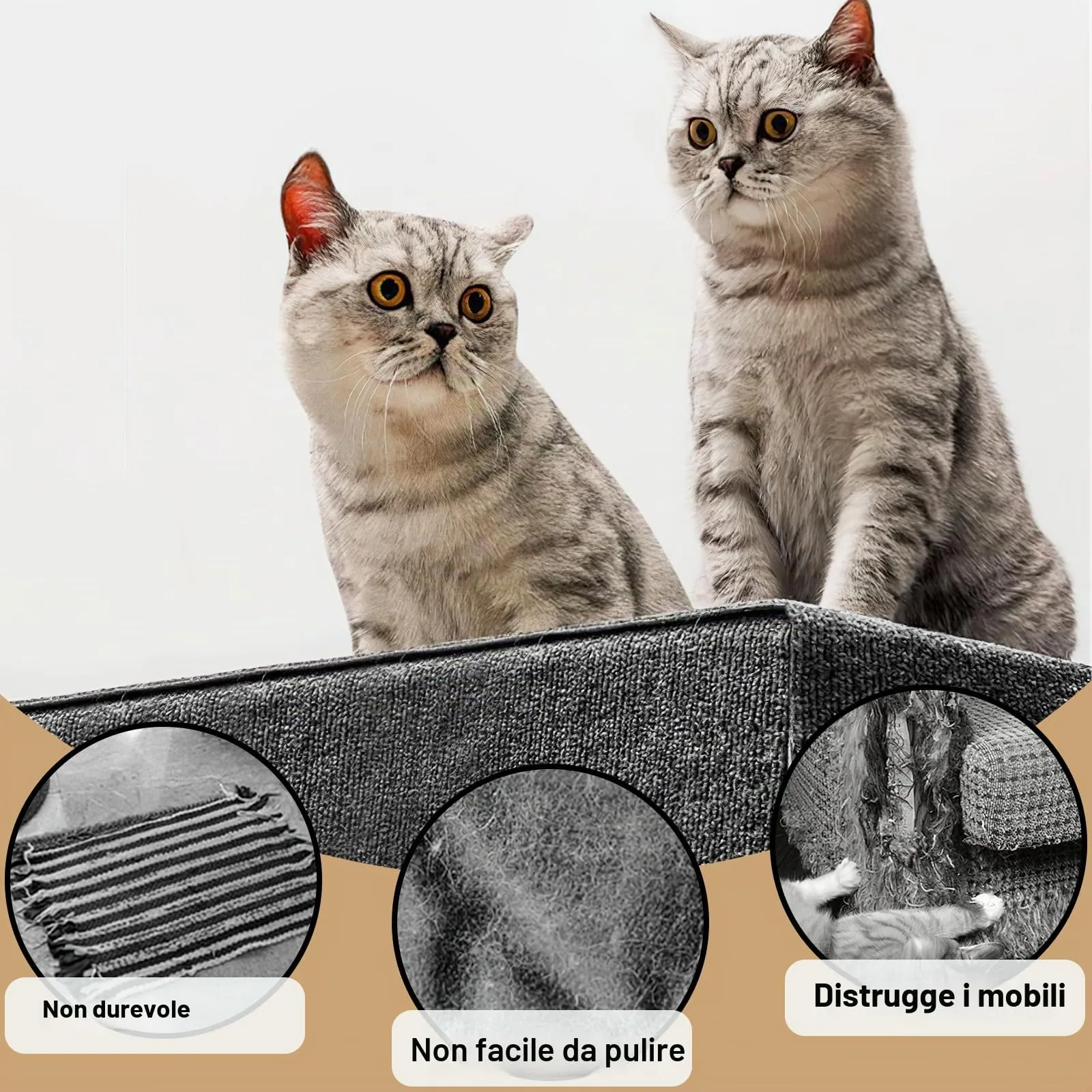 Dellyy Tappetino Antigraffio Autoadesivo per Gatti, Ritagliabile DIY Tiragraffi, Protegge Tappeti e Divani (Grigio Scuro, 40×200cm) - immagine 4