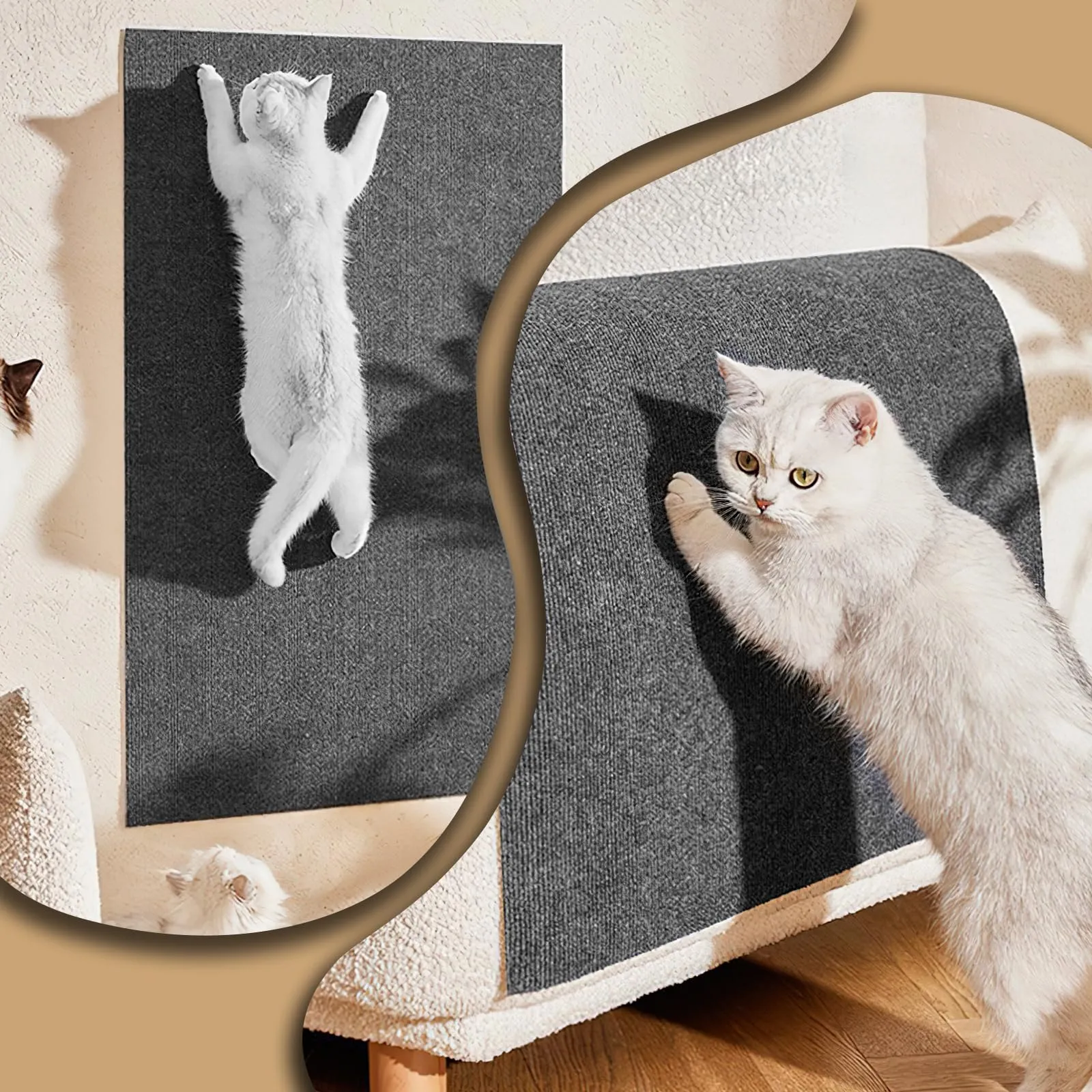 Dellyy Tappetino Antigraffio Autoadesivo per Gatti, Ritagliabile DIY Tiragraffi, Protegge Tappeti e Divani (Grigio Scuro, 40×200cm) - immagine 6