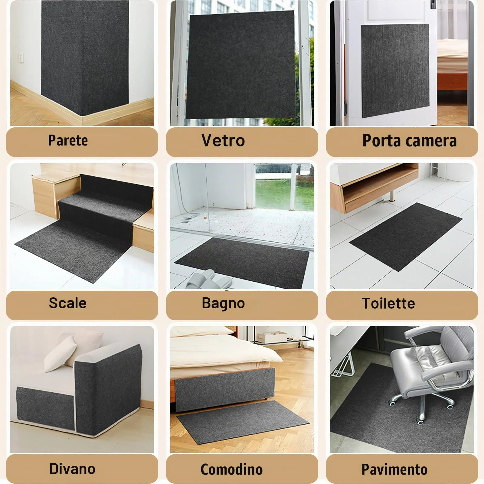 Dellyy Tappetino Antigraffio Autoadesivo per Gatti, Ritagliabile DIY Tiragraffi, Protegge Tappeti e Divani (Grigio Scuro, 40×200cm) - immagine 7