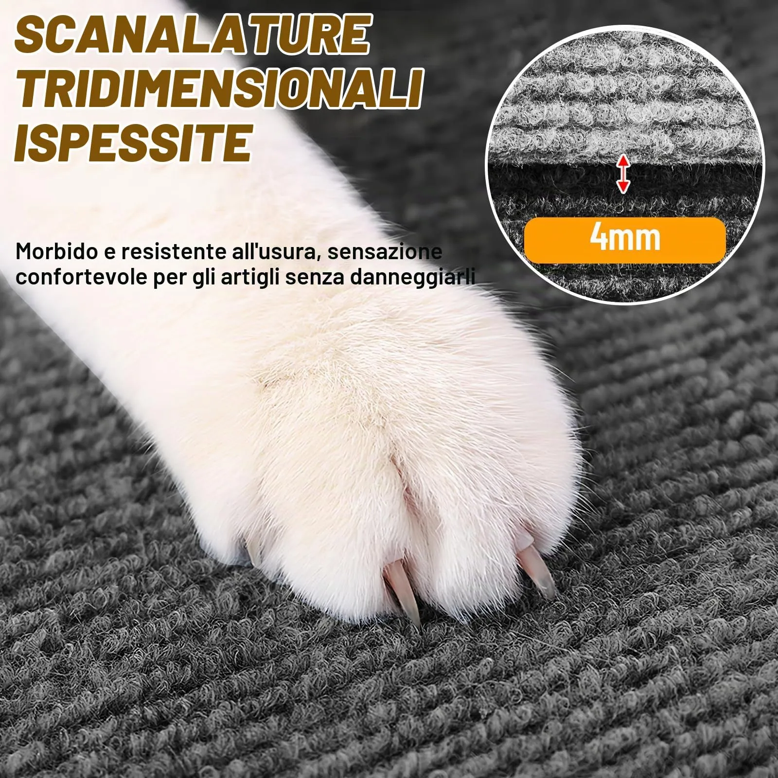 Tappetino Antigraffio Autoadesivo per Gatti, dellyy Ritagliabili Tappeto Tiragraffi per Gatti, DIY Tappetino Tiragraffi Autoadesivo per Gatti, Protegge Tappeti e Divani - immagine 5