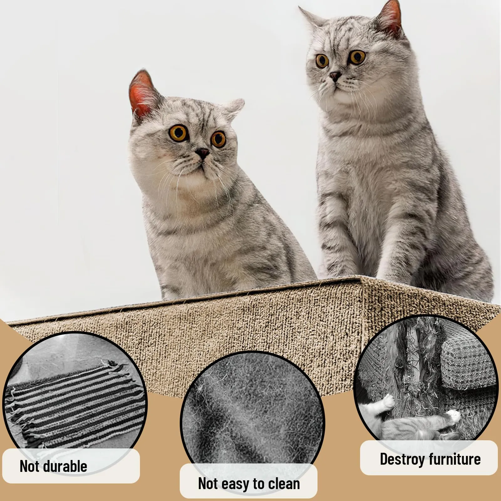 Tappetino Antigraffio Autoadesivo per Gatti, dellyy Ritagliabili Tappeto Tiragraffi per Gatti, DIY Tappetino Tiragraffi Autoadesivo per Gatti, Protegge Tappeti e Divani - immagine 4
