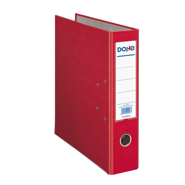 Raccoglitore ad anelli Dohe formato A4 - Larghezza dorso 70 mm - Occhiello anello e portacarte sul dorso - Cartone rivestito in polipropilene - Angoli in metallo - Rosso - immagine 1