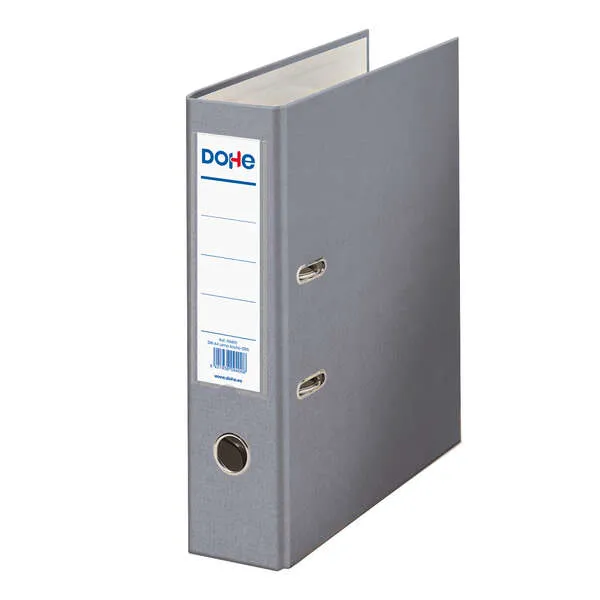 Raccoglitore ad anelli Dohe formato A4 - Larghezza dorso 70 mm - Occhiello anello e portacarte sul dorso - Cartone rivestito in polipropilene - Angoli in metallo - Grigio - immagine 1