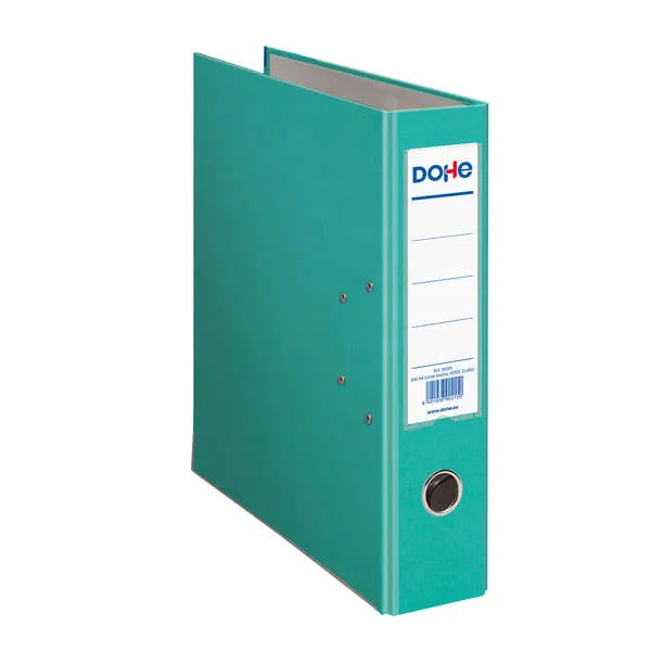 Raccoglitore ad anelli Dohe formato A4 - Dorso largo 70 mm - Occhiello anello e porta schede sul dorso - Cartone rivestito in polipropilene - Protezioni angolari in metallo - Verde chiaro - immagine 1