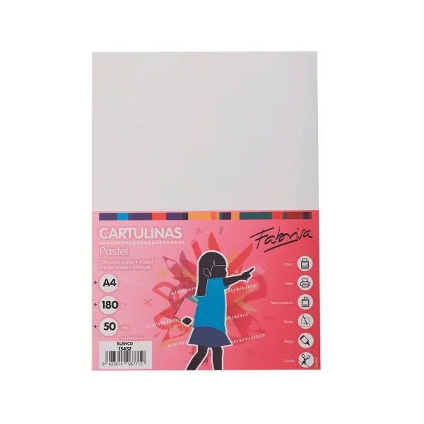 Fabrisa Confezione da 50 Cartoncini 180 g/m² - Formato A4 - Colore Bianco - immagine 1