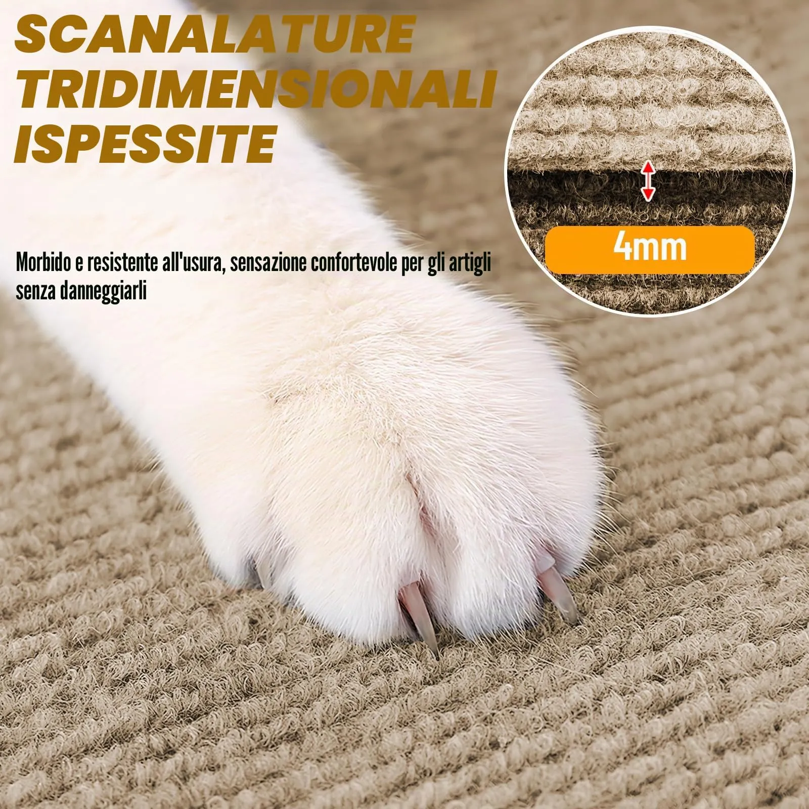 Tappetino Antigraffio Autoadesivo per Gatti, dellyy Ritagliabili Tappeto Tiragraffi per Gatti, DIY Tappetino Tiragraffi Autoadesivo per Gatti, Protegge Tappeti e Divani - immagine 5