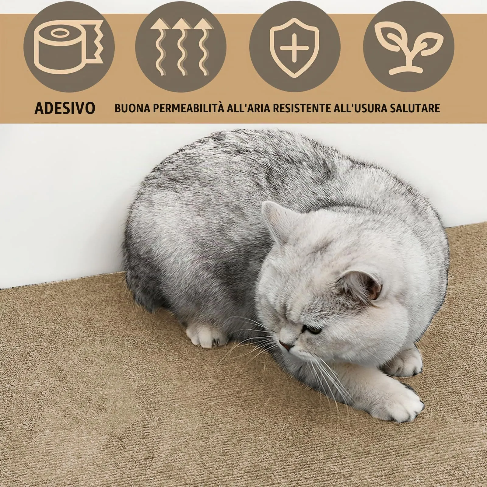 Tappetino Antigraffio Autoadesivo per Gatti, dellyy Ritagliabili Tappeto Tiragraffi per Gatti, DIY Tappetino Tiragraffi Autoadesivo per Gatti, Protegge Tappeti e Divani - immagine 8