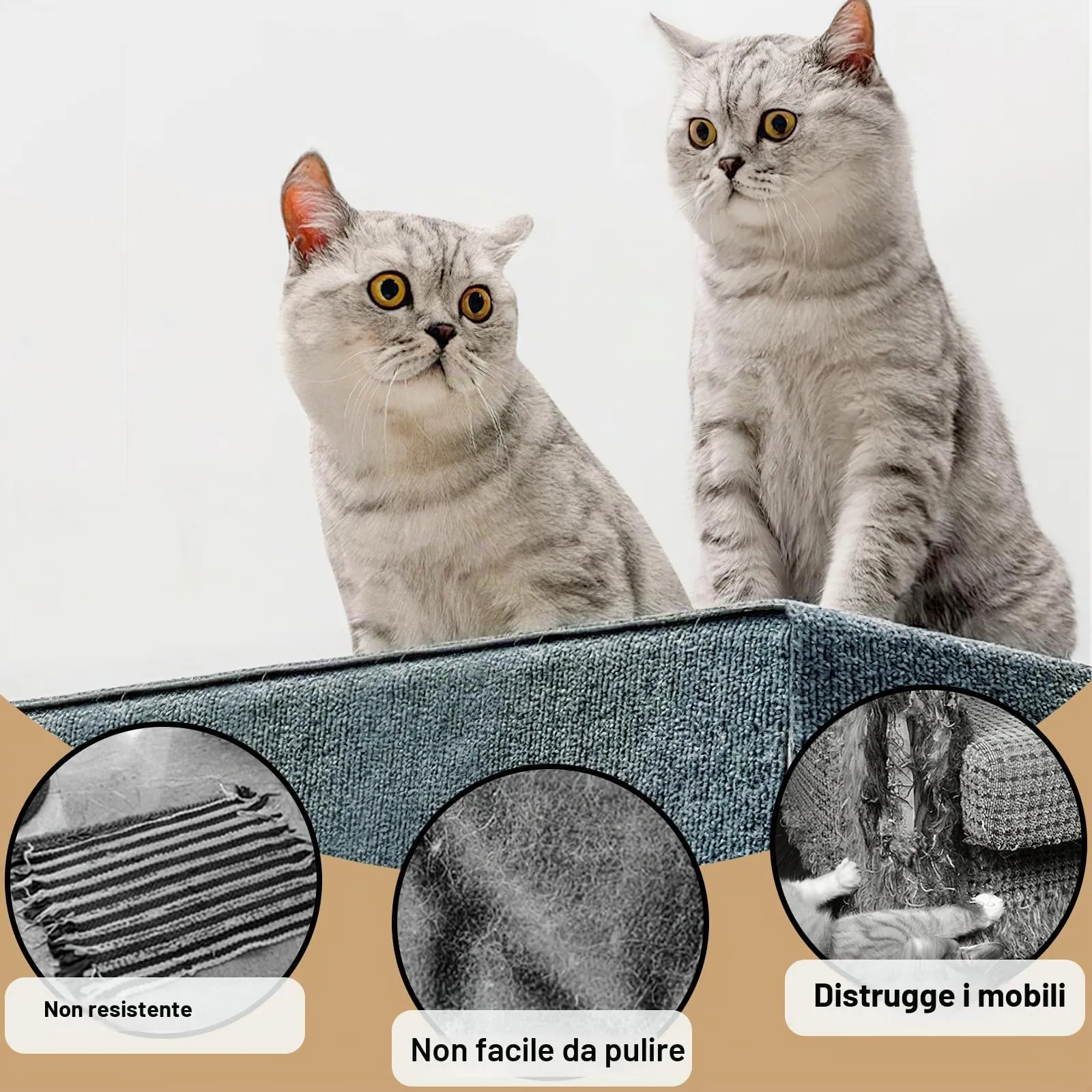 Tappetino Antigraffio Autoadesivo per Gatti, dellyy Ritagliabili Tappeto Tiragraffi per Gatti, DIY Tappetino Tiragraffi Autoadesivo per Gatti, Protegge Tappeti e Divani - immagine 4