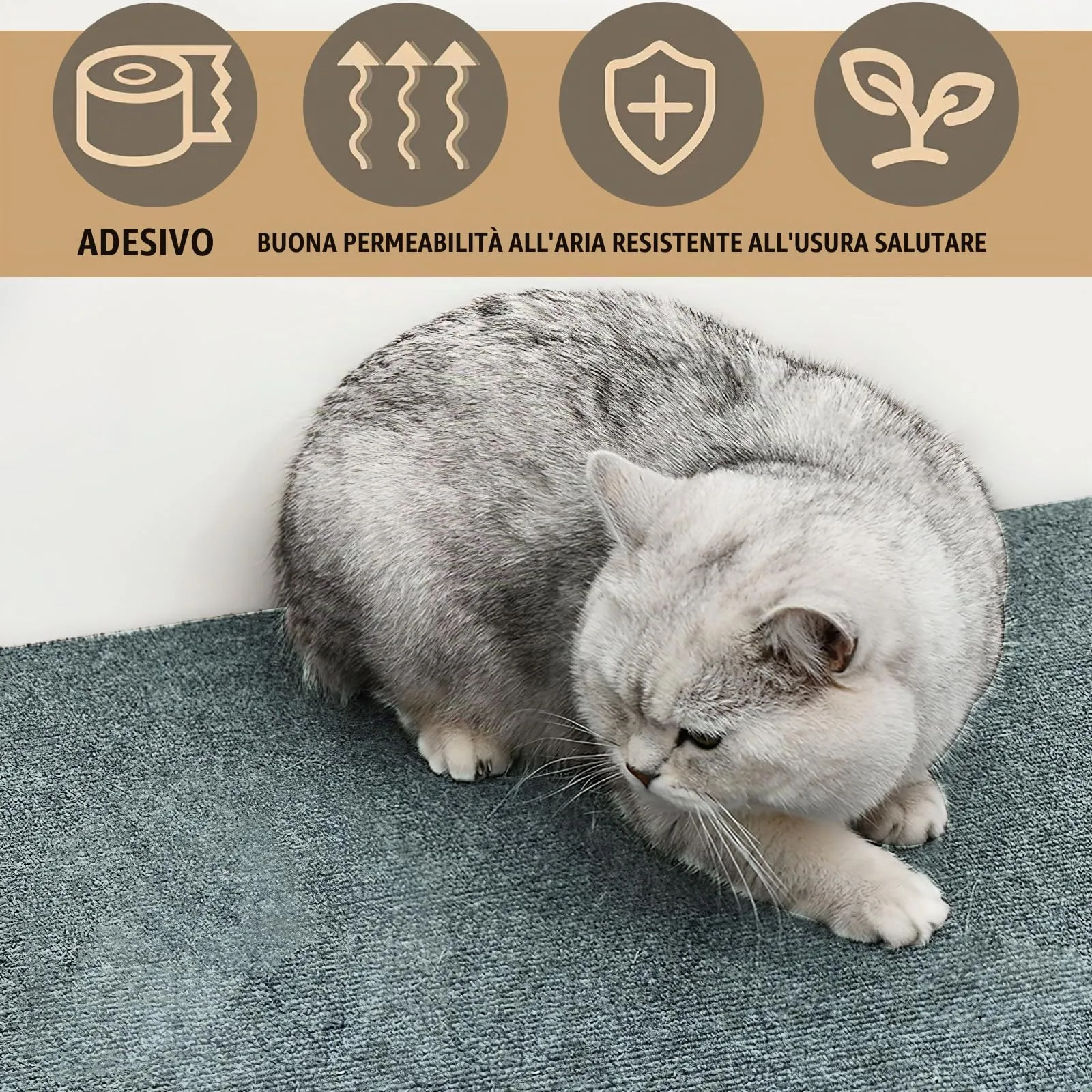 Tappetino Antigraffio Autoadesivo per Gatti, dellyy Ritagliabili Tappeto Tiragraffi per Gatti, DIY Tappetino Tiragraffi Autoadesivo per Gatti, Protegge Tappeti e Divani - immagine 8