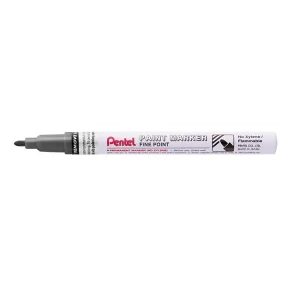 Pennarello Pentel - Punta fine 29 mm - Permanente su tutte le superfici - Resistente alla luce e all'acqua - Corpo in alluminio - Colore nero perla - immagine 1