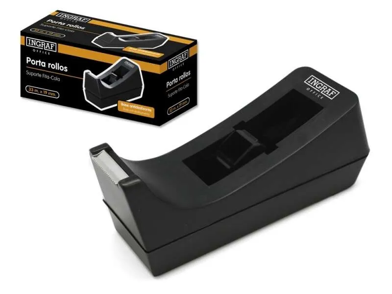 Porta rotolo carta igienica Ingraf Pr1 - Corpo in plastica ABS - Base in gomma antiscivolo - Lama in acciaio - Colore nero - immagine 1