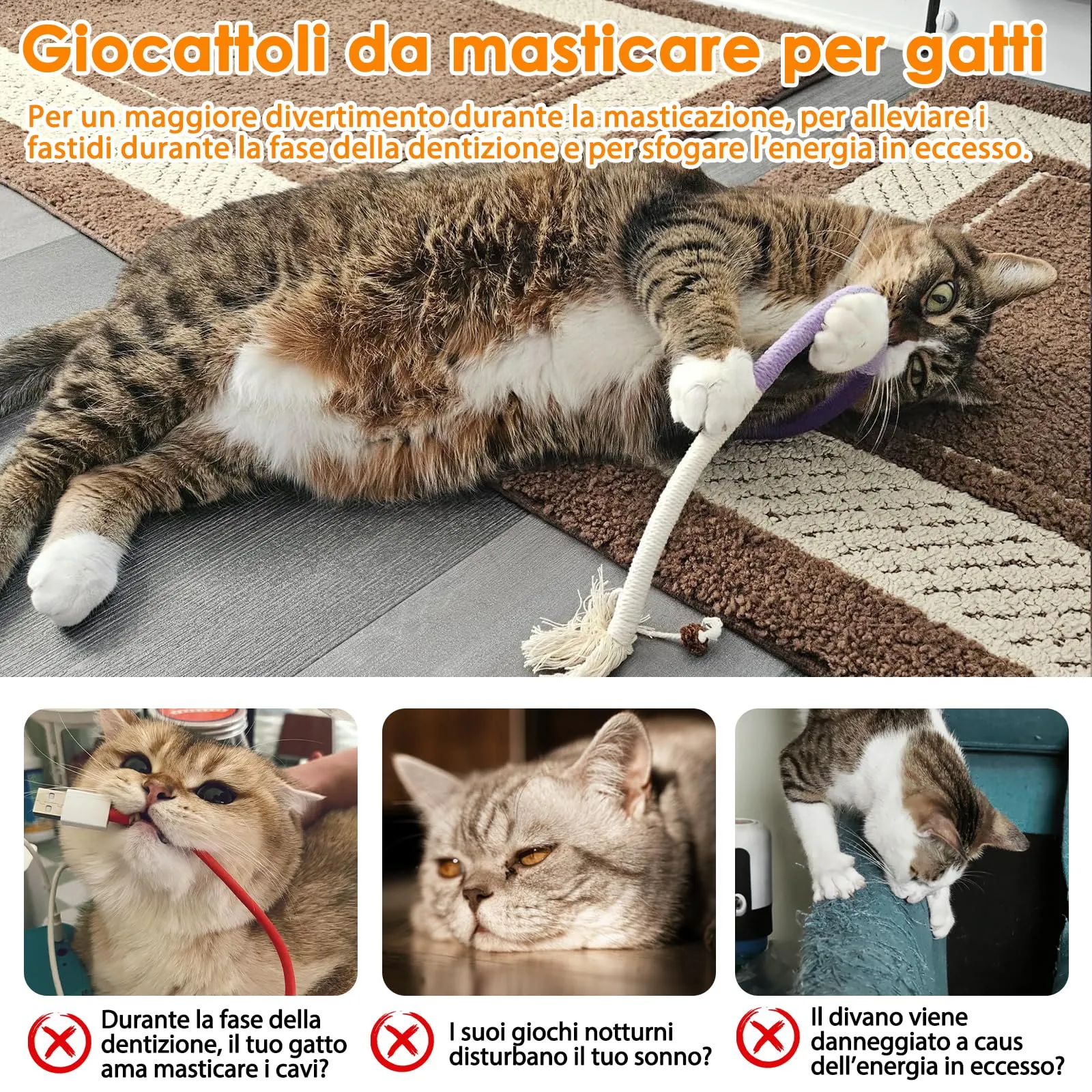 Nepfaivy Set Misto di Giochi per Gatti, Giocattoli per Gatti per la Pulizia dei Denti - immagine 5