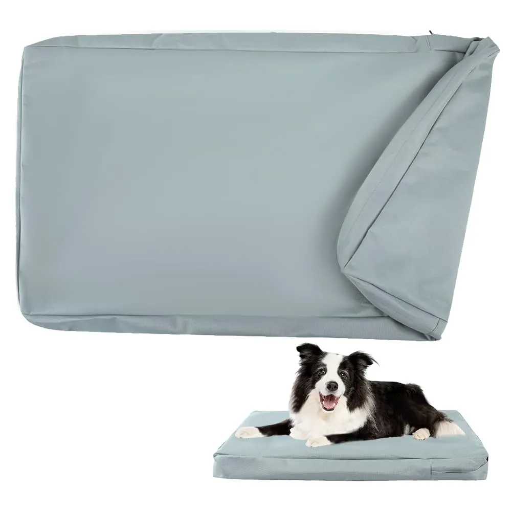 DUJUIKE Coprimaterasso di Ricambio Impermeabile per Cani, coprimaterasso per Animali Domestici, coprimaterasso per Cani Lavabile e sfoderabile, copricuccia con Cerniera (Grigio, S(76 x 51 x 10cm)) - immagine 1
