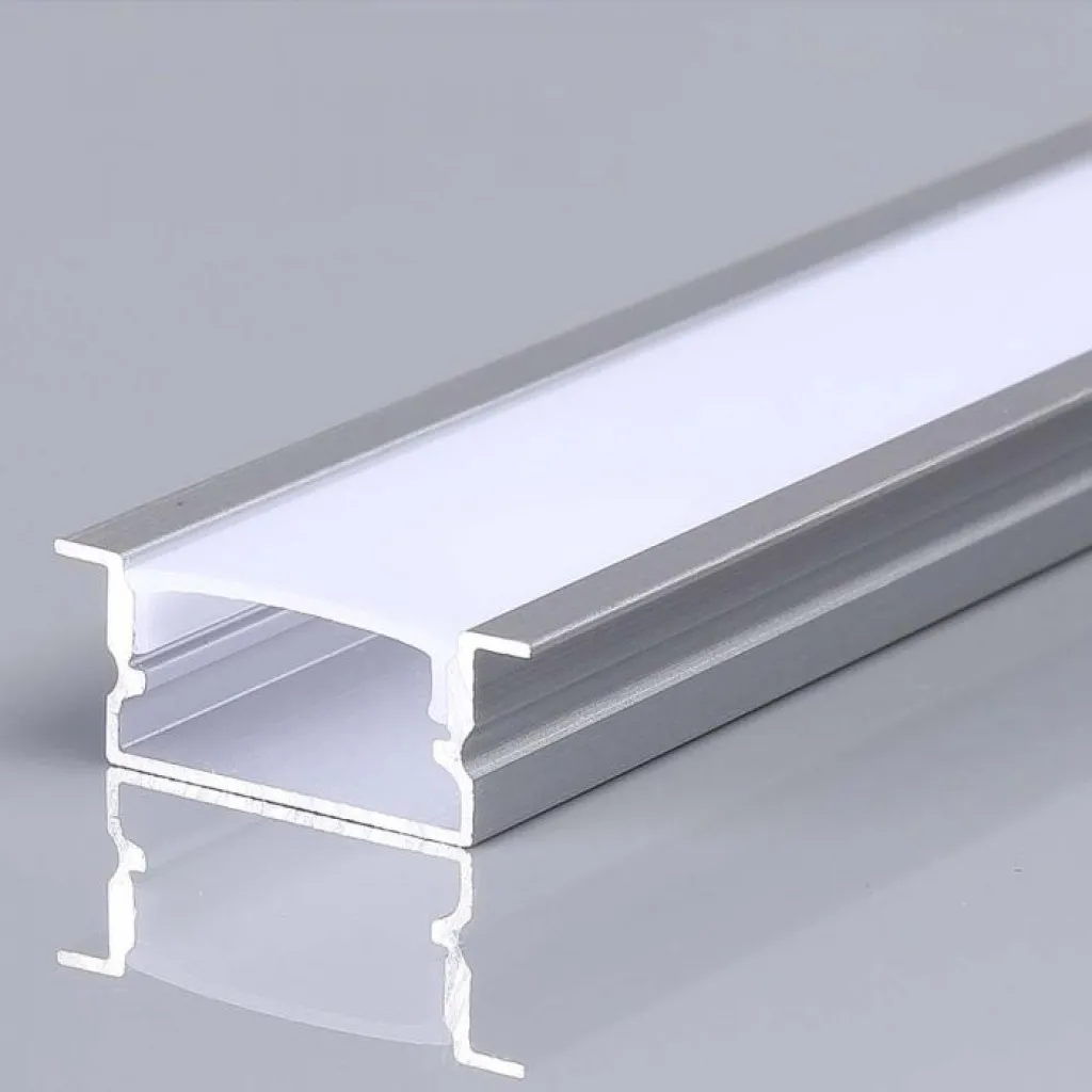 V-TAC Profilo in Alluminio Colore Silver per Strip LED a Incasso (Max l: 124mm) Copertura Satinata 2000x20x10mm - immagine 1