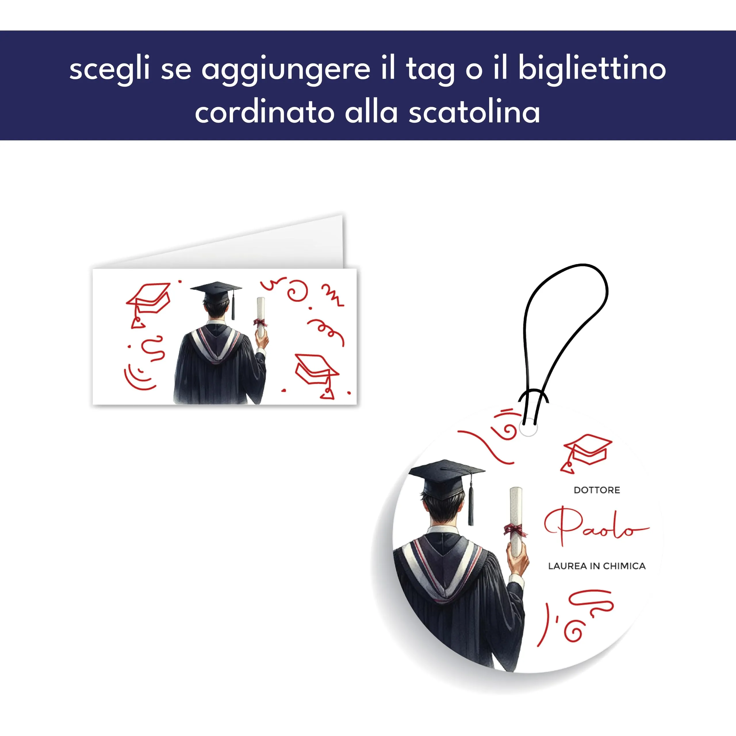 Scatoline Portaconfetti Laurea (24 Pezzi) β Personalizzabili con Nome e Data (Laureato Doodle) - immagine 3