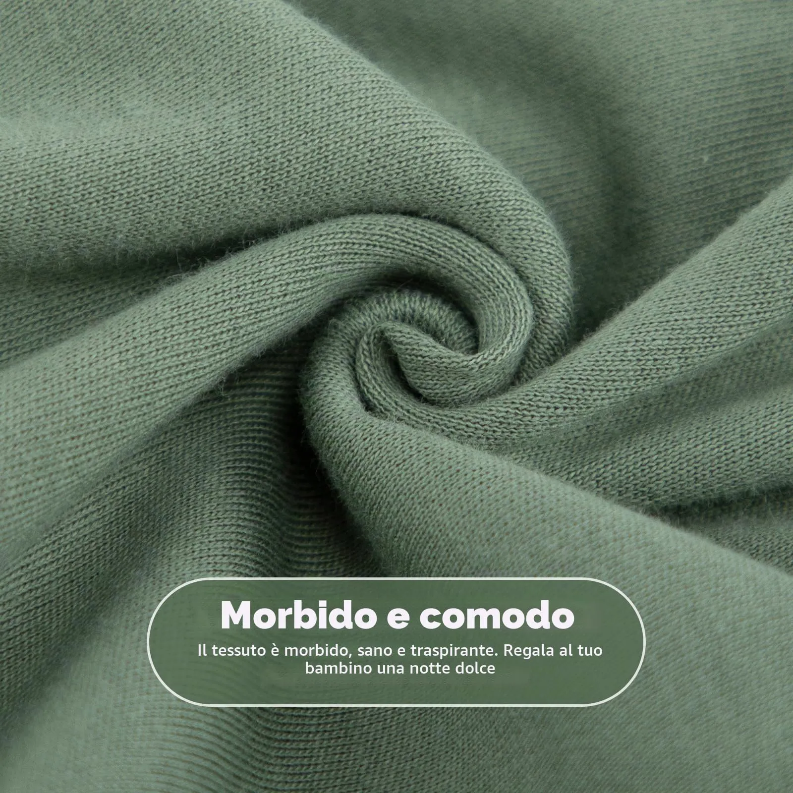 Mosebears Sacco Nanna 1 Tog per Bambini - Leggermente Imbottito Cotone Traspirante,primaverile e autunno(Dark Green,95cm(3-4 anni)) - immagine 3