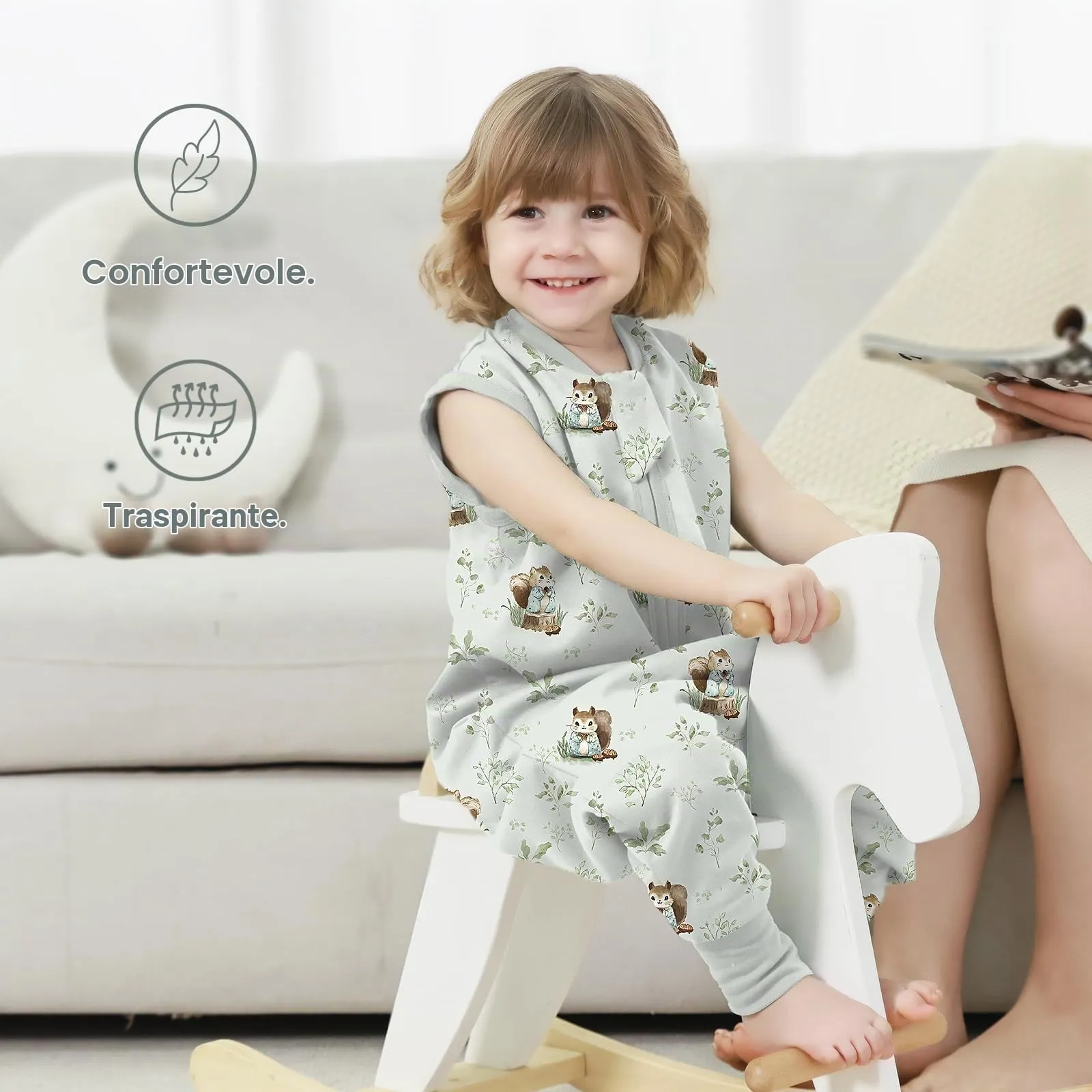 Mosebears Sacco Nanna 1 Tog per Bambini - Leggermente Imbottito Cotone Traspirante,primaverile e autunno(Animal,95cm(3-4 anni)) - immagine 2