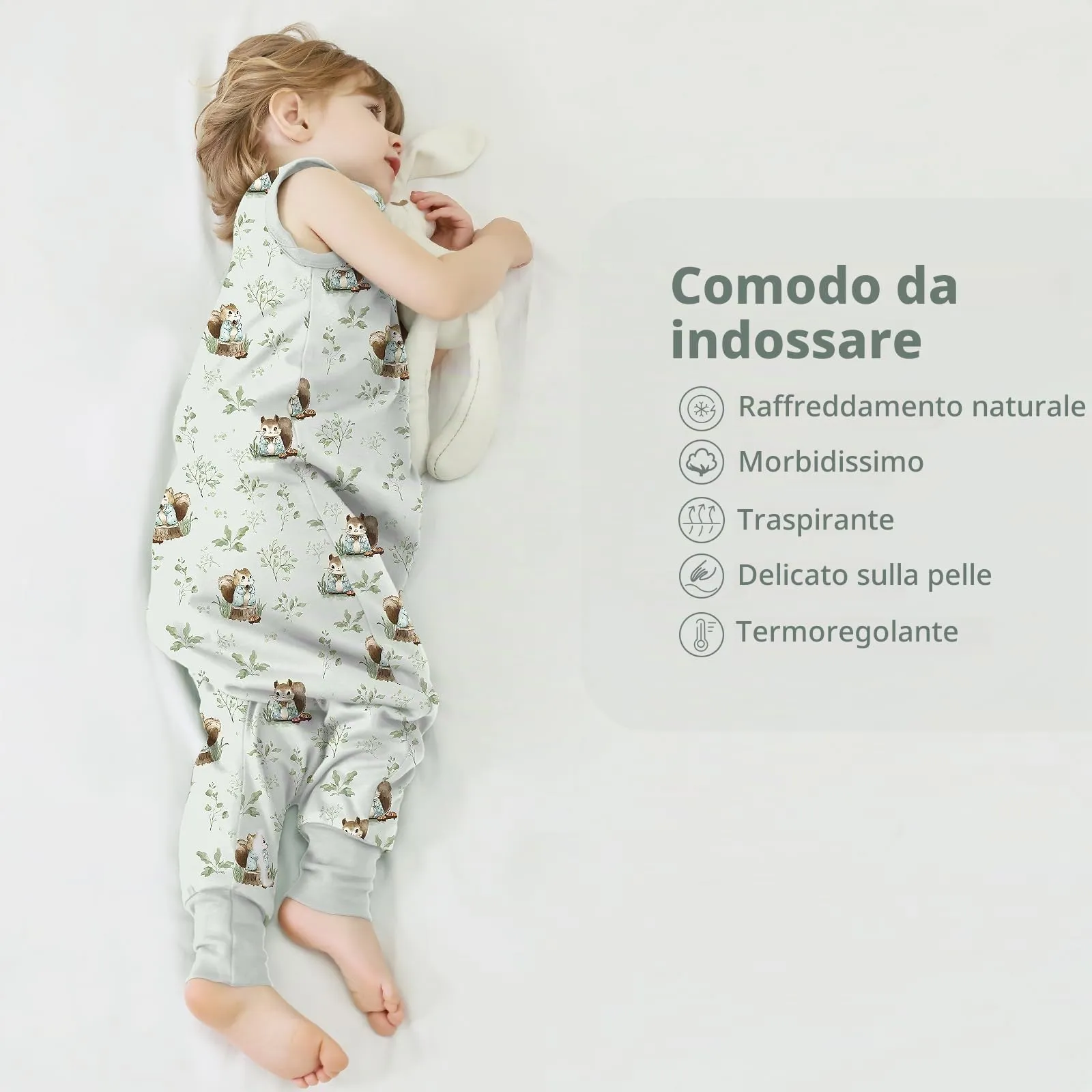 Mosebears Sacco Nanna 1 Tog per Bambini - Leggermente Imbottito Cotone Traspirante,primaverile e autunno(Animal,95cm(3-4 anni)) - immagine 7