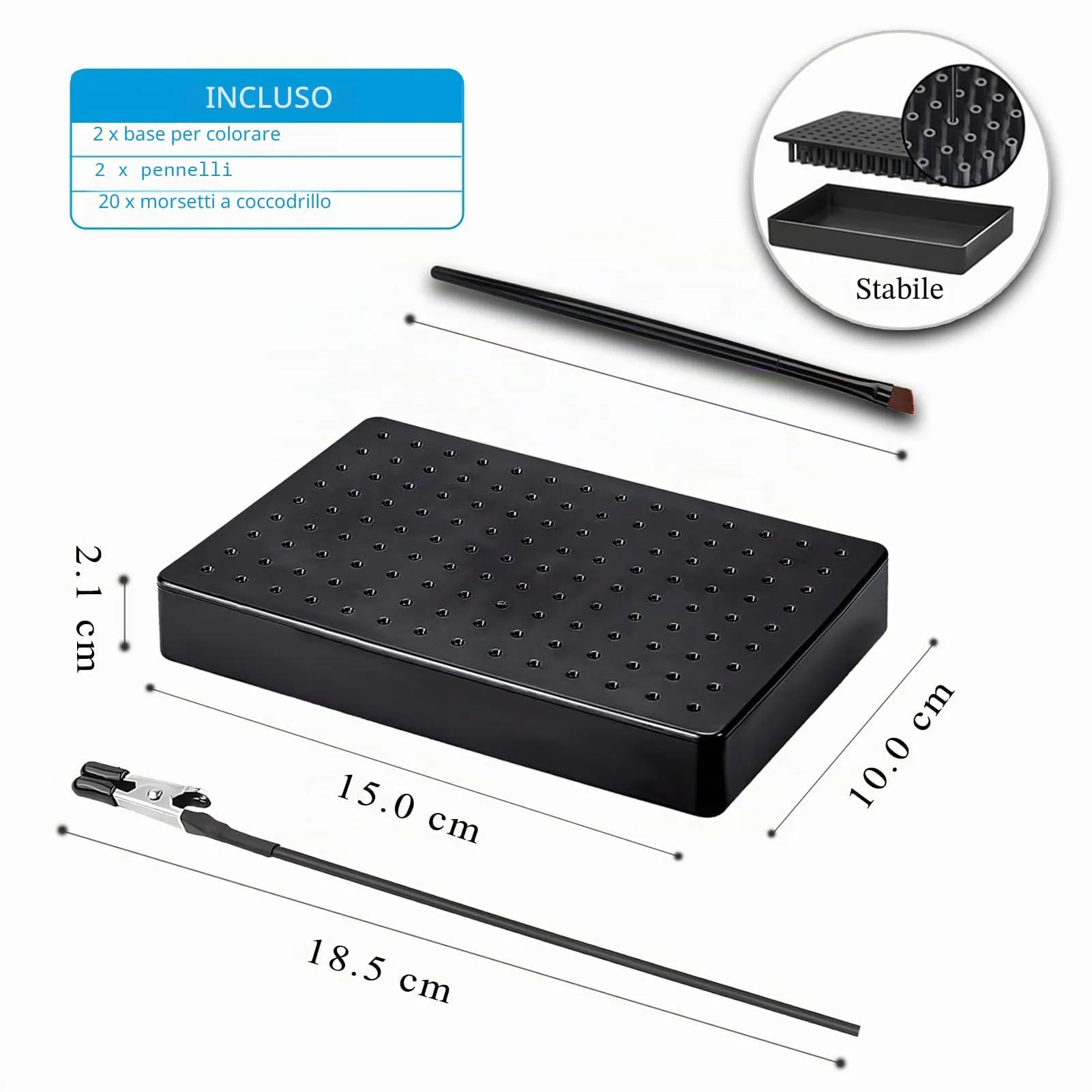 20 morsetti a coccodrillo per modellismo, 2 spazzole e 2 base. Robusta e stabile terza mano. Ideale per accessori modellismo, accessori aerografo e saldatura a mano. - immagine 2