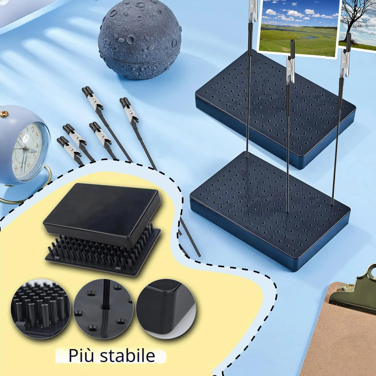 20 morsetti a coccodrillo per modellismo, 2 spazzole e 2 base. Robusta e stabile terza mano. Ideale per accessori modellismo, accessori aerografo e saldatura a mano. - immagine 5
