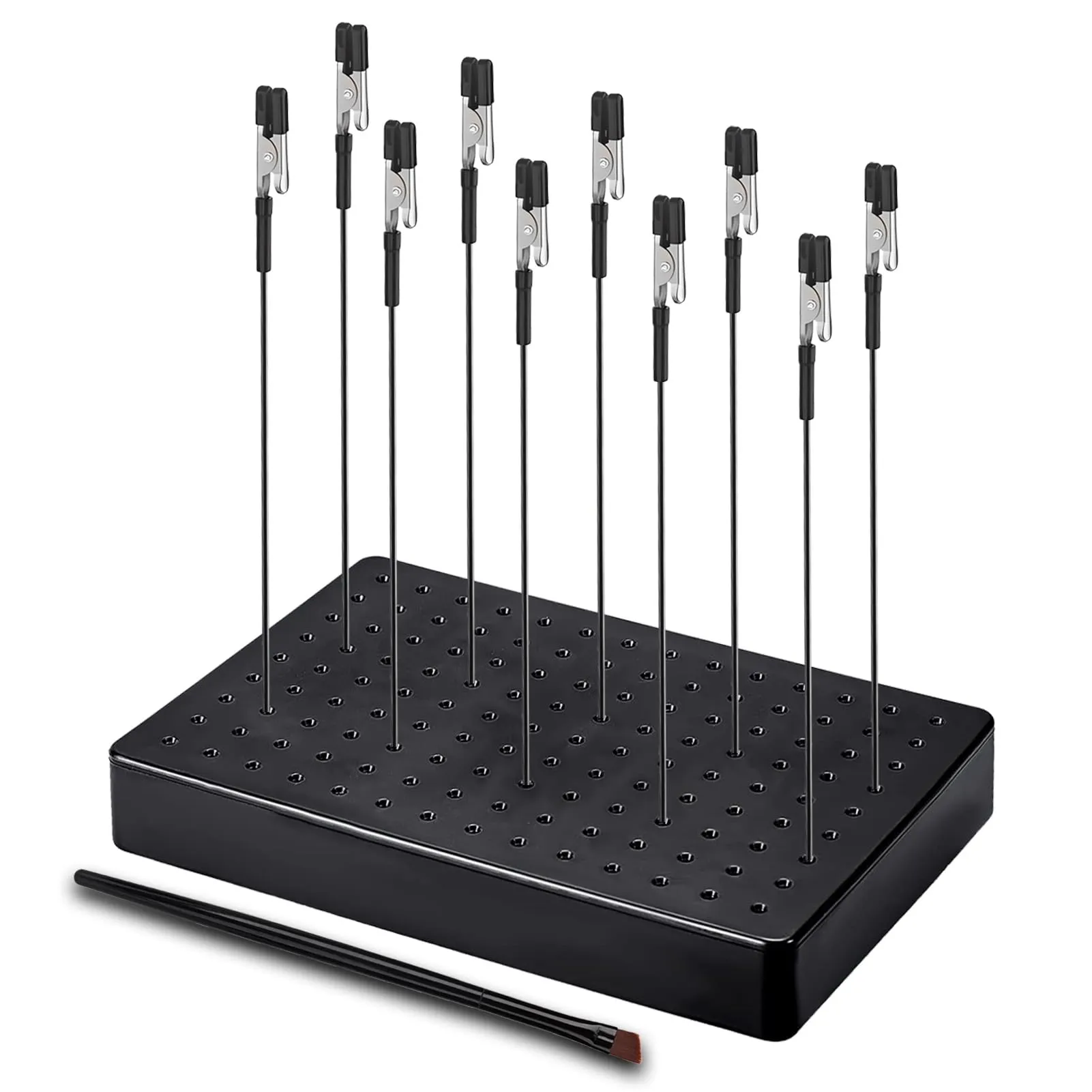 10 morsetti a coccodrillo per modellismo, 1 spazzola e 1 base. Robusta e stabile terza mano. Ideale per accessori modellismo, accessori aerografo e saldatura a mano. - immagine 1