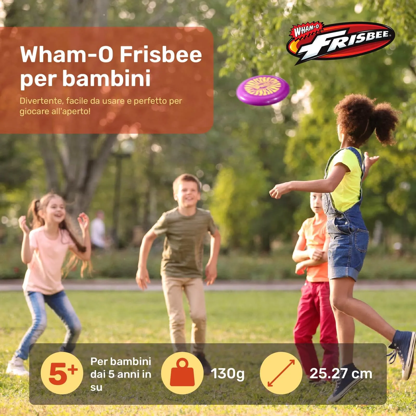 Wham-O Frisbee Disco Volante, 25.27 cm Giocattolo Leggero per Bambini Adolescenti Ragazzi e Ragazze dai 5+ Anni, Gioco per Spiaggia Parco e Giardino - 130g (53255-V) - immagine 2
