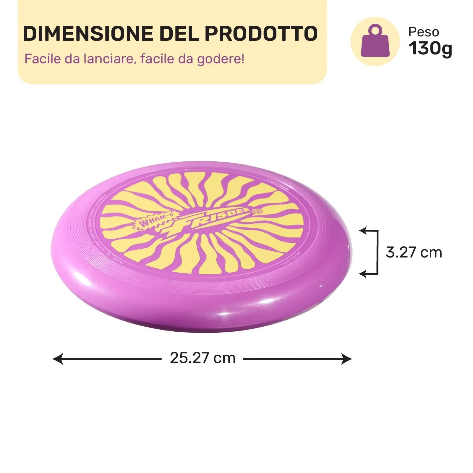 Wham-O Frisbee Disco Volante, 25.27 cm Giocattolo Leggero per Bambini Adolescenti Ragazzi e Ragazze dai 5+ Anni, Gioco per Spiaggia Parco e Giardino - 130g (53255-V) - immagine 4