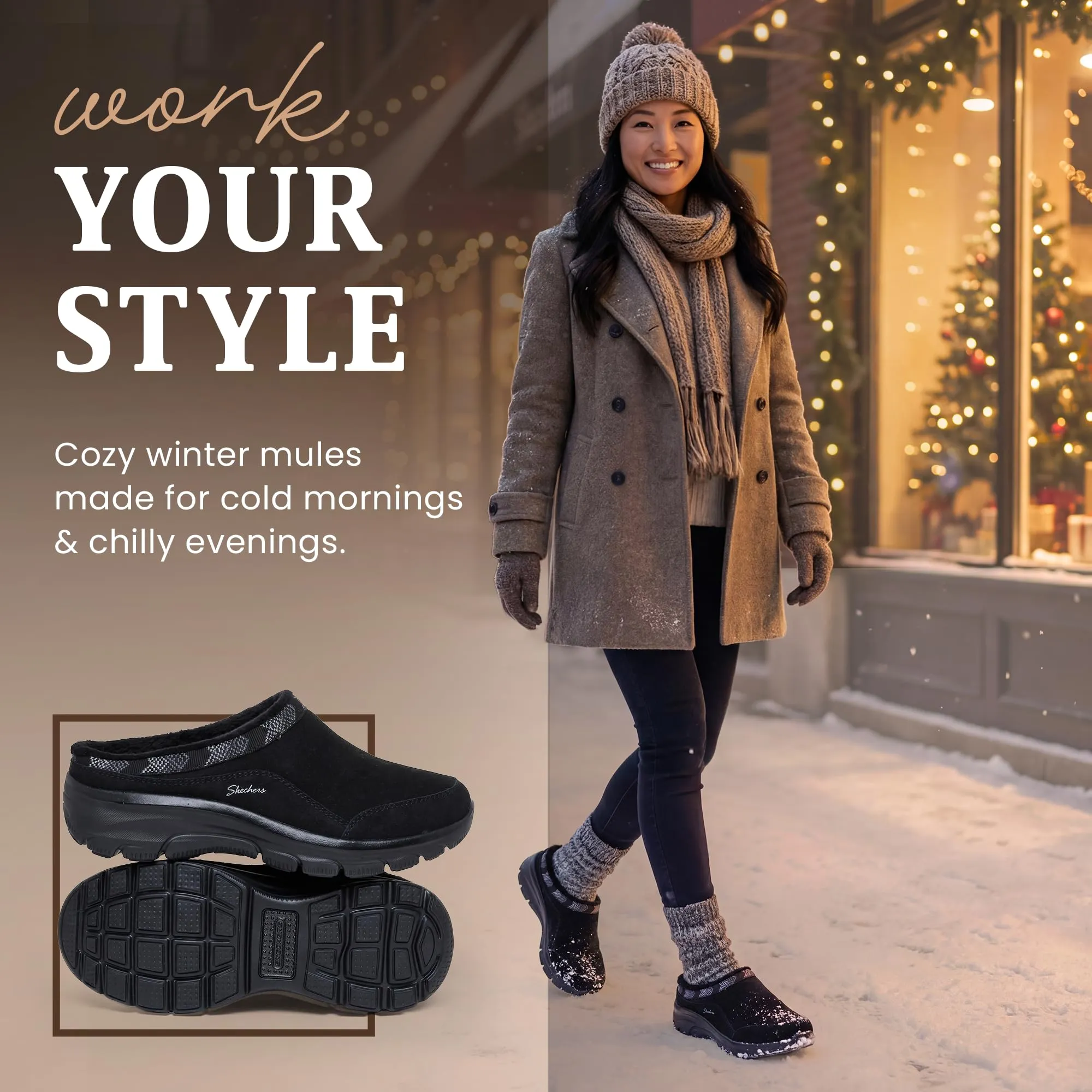 Skechers Mule Grace da donna Easy Going-Seasonal, Nero/nero, 37.5 EU - immagine 3