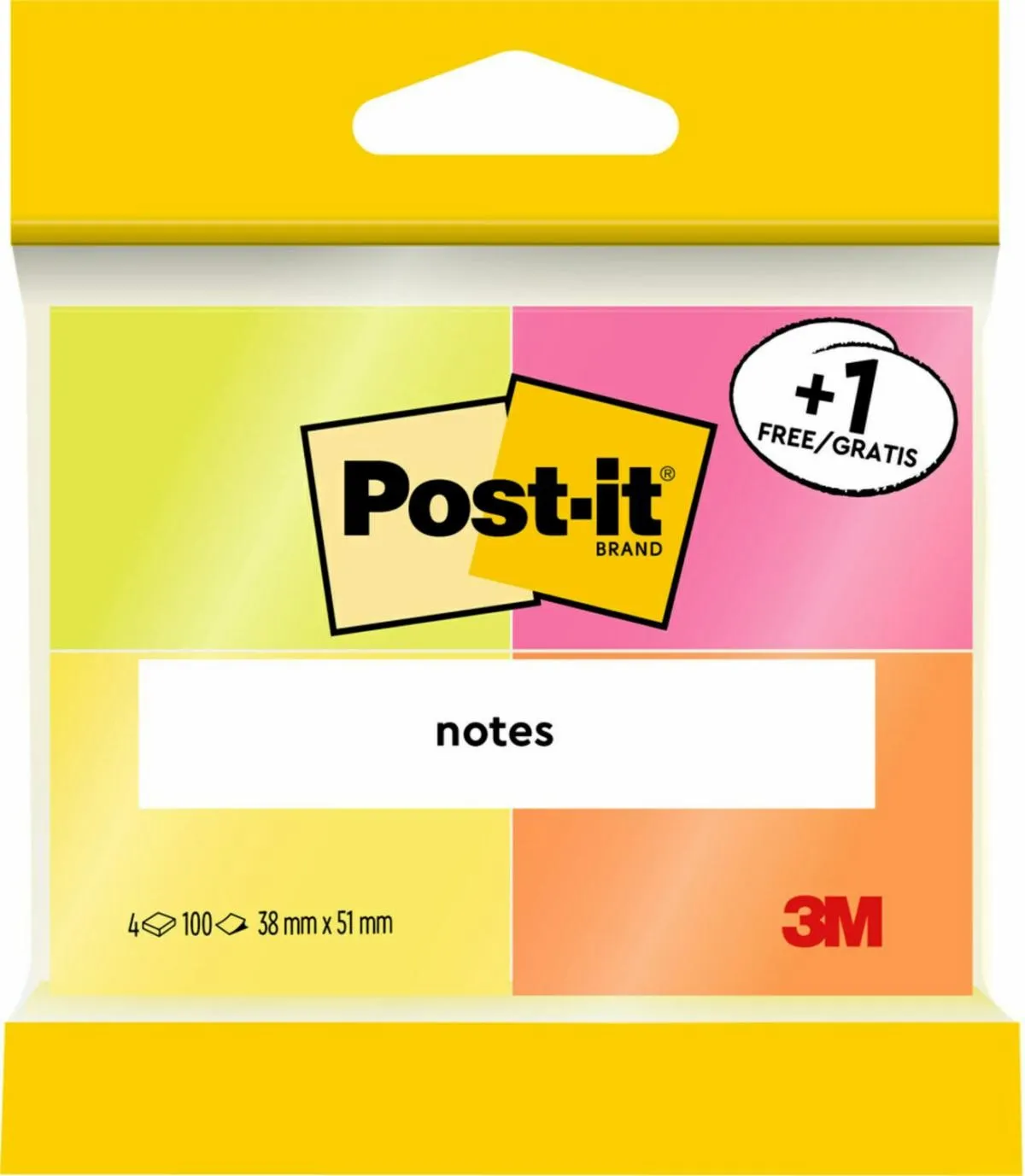 Post-It 6812-P pouch autoadesiva Rettangolo Verde Arancione Rosa Giallo 100 fogli Autoadesivo - immagine 1
