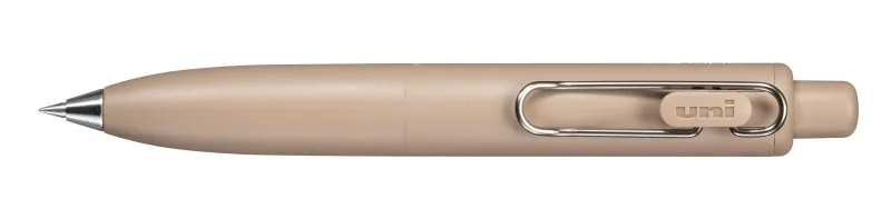 Penna a sfera retrattile Uni-ball One P con punta fine da 05 mm - Impugnatura morbida e confortevole - Inchiostro nero - Corpo marrone - immagine 1