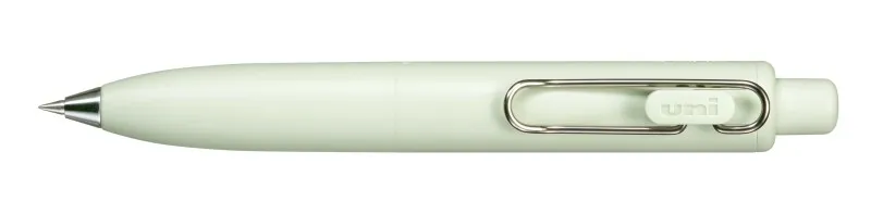 Penna a sfera retrattile Uni-ball One P con punta fine da 05 mm - Impugnatura morbida e confortevole - Inchiostro nero - Corpo verde brillante - immagine 1